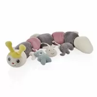 Protectie laterala multifunctionala cu jucarii din plus BabyJem Caterpilar Culoare Roz
