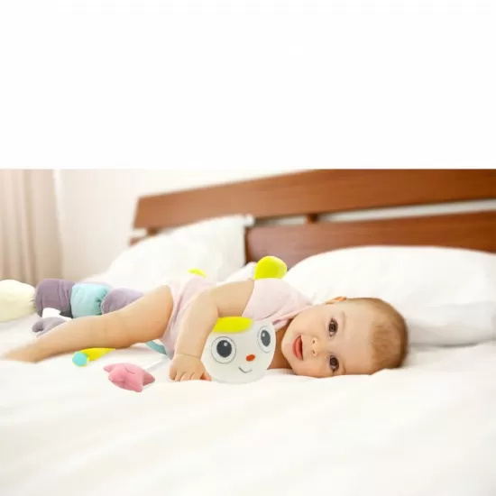 Protectie laterala multifunctionala cu jucarii din plus BabyJem Caterpilar Culoare Roz