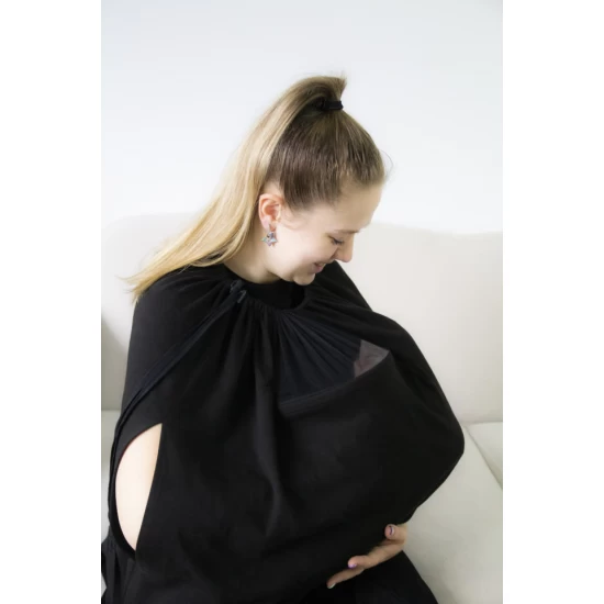 Sal pentru alaptare cu fereastra din tul BabyJem culoare Negru Sal pentru alaptare cu fereastra din tul BabyJem culoare Negru