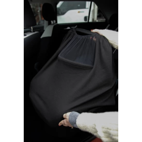 Sal pentru alaptare cu fereastra din tul BabyJem culoare Negru Sal pentru alaptare cu fereastra din tul BabyJem culoare Negru
