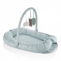Salteluta Baby Nest cu bara jucarii Between parents culoare Turcoaz