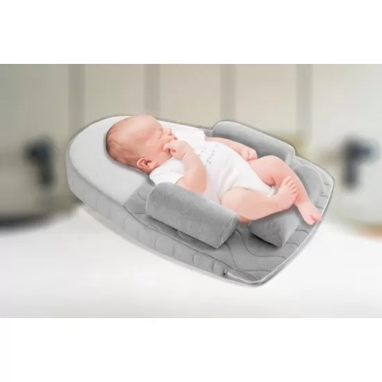 Salteluta plan inclinat si saculet cu samburi de cirese BabyJem Velvet Culoare Gri