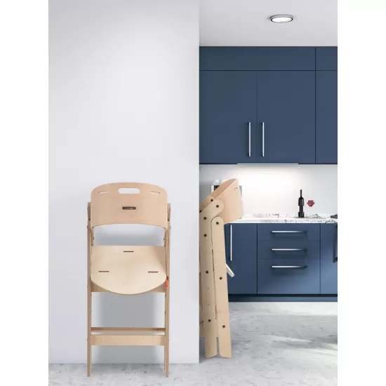 Scaun de masa pliabil din lemn MamaToyz, multifunctional si transformabil cu masuta, 6 luni - adolescent, Natur Scaun de masa pliabil din lemn MamaToyz, multifunctional si transformabil cu masuta, 6 luni - adolescent, Natur