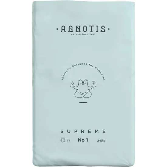 Scutece hipoalergenice Supreme Agnotis, marimea nr.1, 2-5 kg, 44 bucati