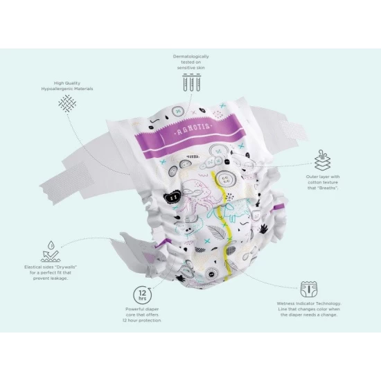 Scutece hipoalergenice Supreme Agnotis, marimea nr.1, 2-5 kg, 44 bucati