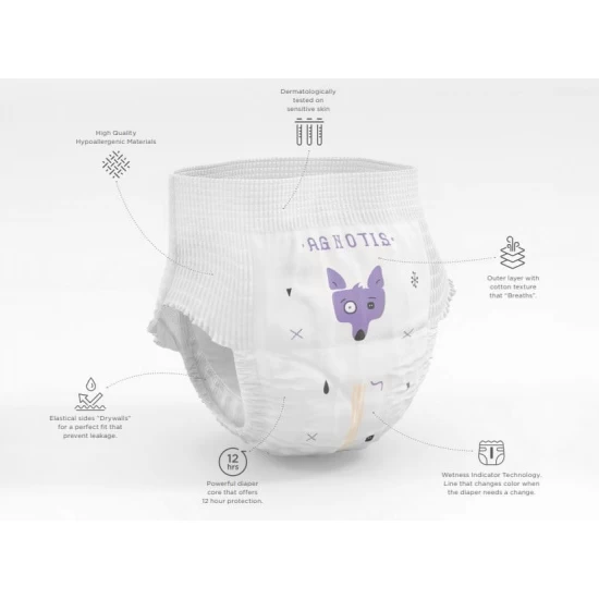 Scutece tip chilotel hipoalergenice Agnotis Pants, marimea nr. 5, 13-17 kg, 36 bucati Scutece tip chilotel hipoalergenice Agnotis Pants, marimea nr. 5, 13-17 kg, 36 bucati