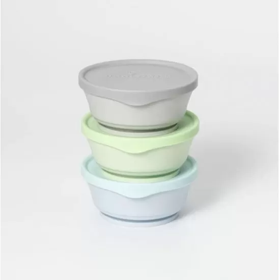 Set 3 boluri cu capac hrana bebelusi Miniware, 100% din materiale naturale biodegradabile, Aqua+Grey+Keylime Set 3 boluri cu capac hrana bebelusi Miniware, 100% din materiale naturale biodegradabile, Aqua+Grey+Keylime