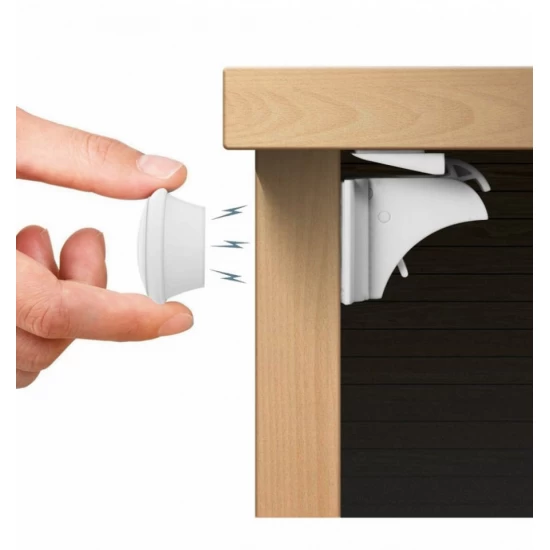 Set 3 sigurante magnetice pentru usi de dulapuri si sertare BabyJem Set 3 sigurante magnetice pentru usi de dulapuri si sertare BabyJem