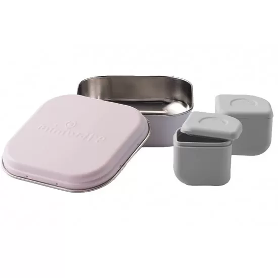 Set cutie cu 2 silipods pentru mancare bebelusi Miniware Grow bento, 3 piese, Cotton Candy+Grey Set cutie cu 2 silipods pentru mancare bebelusi Miniware Grow bento, 3 piese, Cotton Candy+Grey