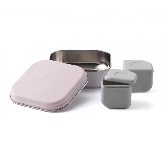 Set cutie cu 2 silipods pentru mancare bebelusi Miniware Grow bento, 3 piese, Cotton Candy+Grey Set cutie cu 2 silipods pentru mancare bebelusi Miniware Grow bento, 3 piese, Cotton Candy+Grey