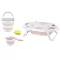 Set de baie cu 5 piese si cadita pliabila Babyjem Culoare Roz