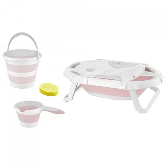 Set de baie cu 5 piese si cadita pliabila Babyjem Culoare Roz Set de baie cu 5 piese si cadita pliabila Babyjem Culoare Roz