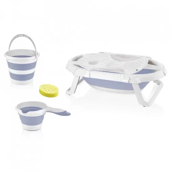 Set de baie cu 5 piese si cadita pliabila Babyjem Culoare Bleu Set de baie cu 5 piese si cadita pliabila Babyjem Culoare Bleu