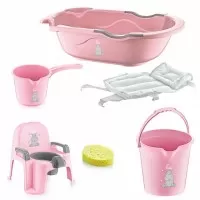 Set de baie cu 6 piese Bebe Lux BabyJem Roz