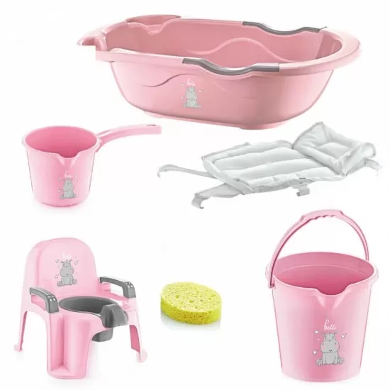 Set de baie cu 6 piese Bebe Lux BabyJem Roz