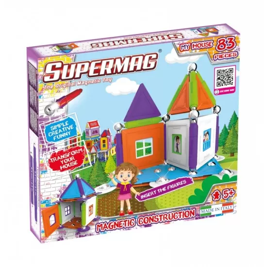 Set de constructie magnetic Supermag Casuta mea, 83 piese Set de constructie magnetic Supermag Casuta mea, 83 piese