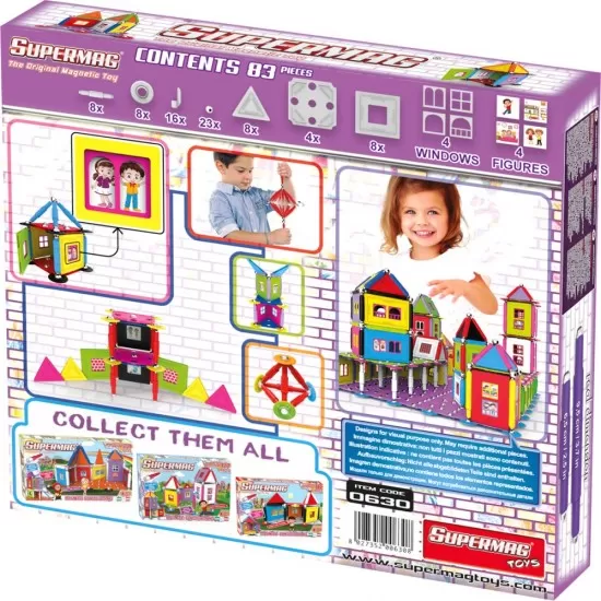 Set de constructie magnetic Supermag Casuta mea, 83 piese Set de constructie magnetic Supermag Casuta mea, 83 piese