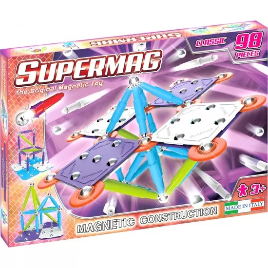 Set de constructie magnetic Supermag Color 98 piese Set de constructie magnetic Supermag Color 98 piese
