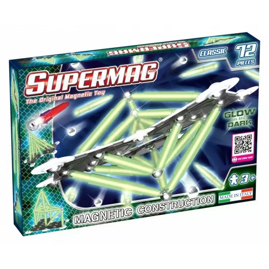 Set de constructie magnetic Supermag Glow 72 piese Set de constructie magnetic Supermag Glow 72 piese