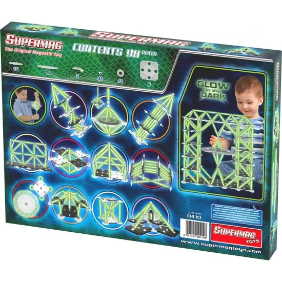Set de constructie magnetic Supermag Glow 98 piese