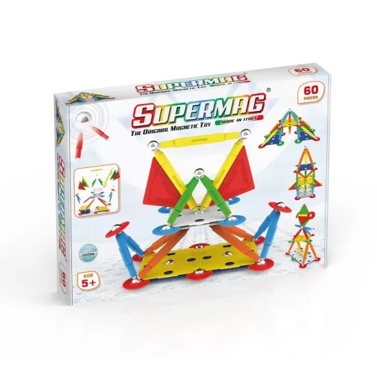 Set de constructie magnetic Supermag Projects Multicolor 60 piese Set de constructie magnetic Supermag Projects Multicolor 60 piese