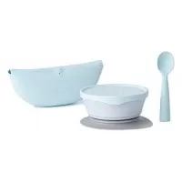 Set diversificare hrana bebelusi Miniware First Bites, 100% din materiale naturale biodegradabile, 4 piese, Aqua