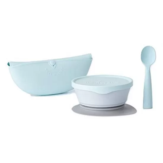 Set diversificare hrana bebelusi Miniware First Bites, 100% din materiale naturale biodegradabile, 4 piese, Aqua