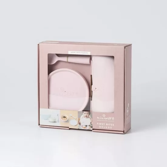 Set diversificare hrana bebelusi Miniware First Bites Deluxe, 100% din materiale naturale biodegradabile, 4 piese, Cotton candy Set diversificare hrana bebelusi Miniware First Bites Deluxe, 100% din materiale naturale biodegradabile, 4 piese, Cotton candy