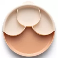 Set diversificare hrana bebelusi Miniware Healthy Meal, 100% din materiale naturale biodegradabile, 3 piese, Toffee/Peach