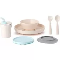 Set diversificare hrana bebelusi Miniware Little Foodie, 100% din materiale naturale biodegradabile, 6 piese, Vanilla Aqua