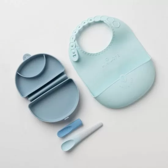 Set diversificare hrana bebelusi Miniware Sili Mini GO, 100% din materiale naturale biodegradabile, 3 piese, Blue Banana Set diversificare hrana bebelusi Miniware Sili Mini GO, 100% din materiale naturale biodegradabile, 3 piese, Blue Banana