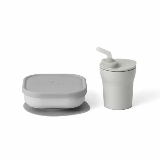 Set diversificare hrana bebelusi Miniware Sip&Snack, 100% din materiale naturale biodegradabile, 3 piese, Grey Set diversificare hrana bebelusi Miniware Sip&Snack, 100% din materiale naturale biodegradabile, 3 piese, Grey
