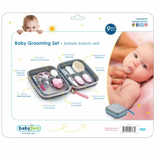 Set ingrijire bebelusi cu 9 piese BabyJem Grooming Bleu Set ingrijire bebelusi cu 9 piese BabyJem Grooming Bleu