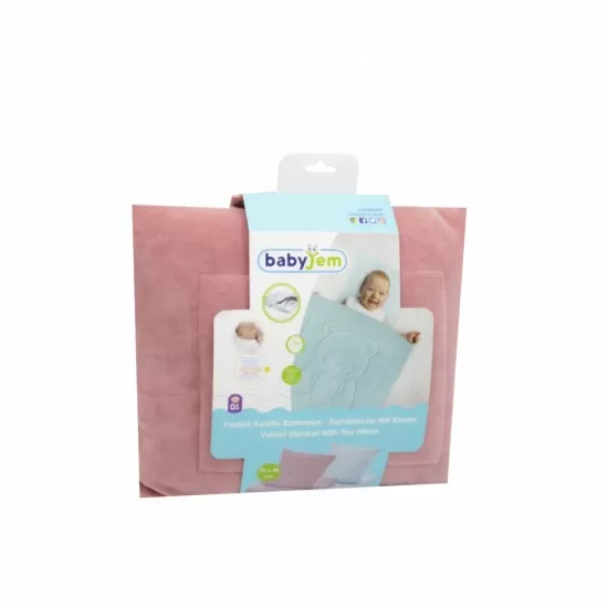 Set pernuta si paturica din plus Bear BabyJem Roz Set pernuta si paturica din plus Bear BabyJem Roz