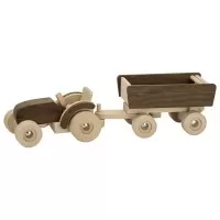Set din lemn tractor cu remorca 52 cm - Goki Nature