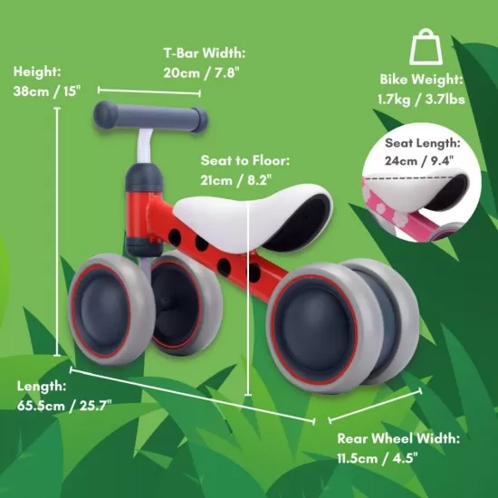 Trotineta cadru metal fara pedale pentru bebelusi Ride On Buburuza Trotineta cadru metal fara pedale pentru bebelusi Ride On Buburuza