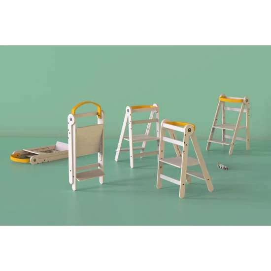 Turn de invatare pliabil MamaToyz Learning Tower din lemn Galben Turn de invatare pliabil MamaToyz Learning Tower din lemn Galben