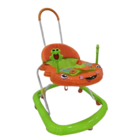 Premergator cu sunete, lumini si maner Broscuta verde/portocaliu Premergator cu sunete, lumini si maner Broscuta verde/portocaliu