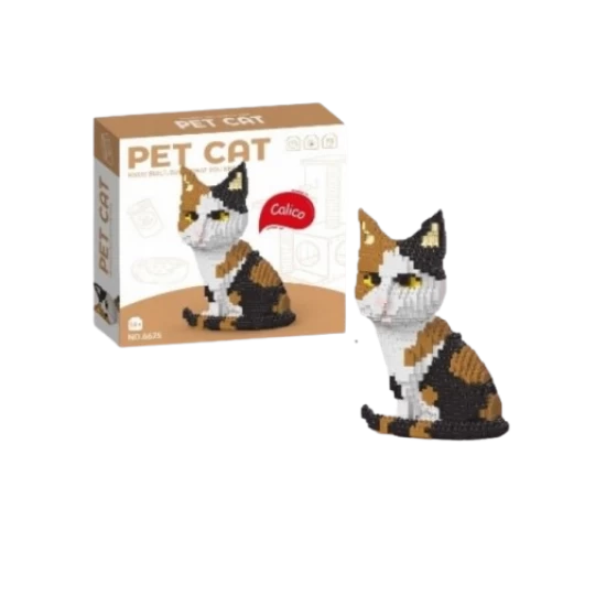 Set de cuburi de constructie 3D, Pisicuta Calico, 1300 piese, +14 ani