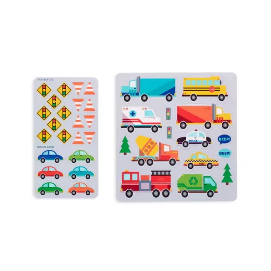 Set planse si jocuri cu abtibilduri repozitionabile - Vehicule
