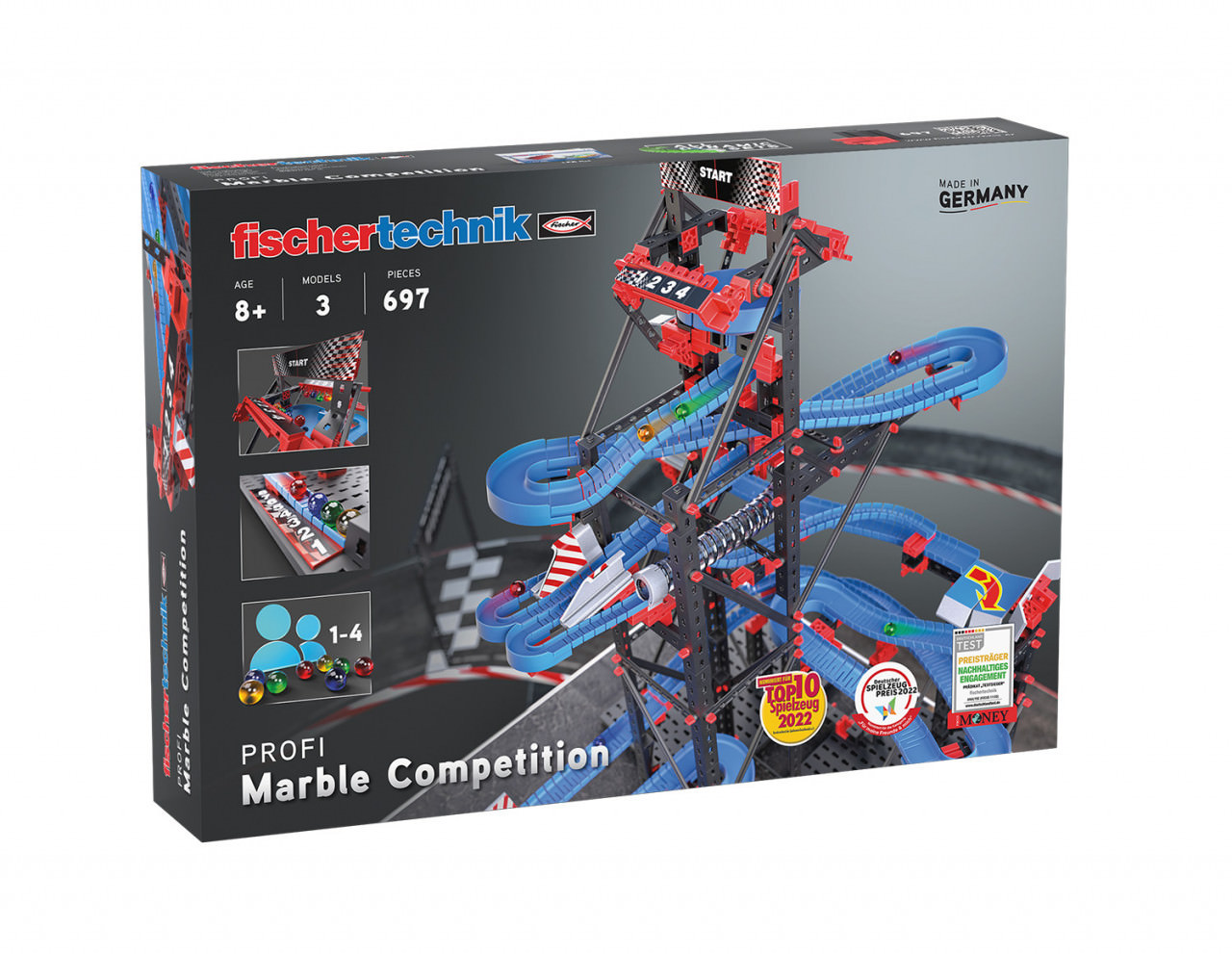 Fischertechnik Kit constructie STEM Cursa cu bile metalice 697 piese